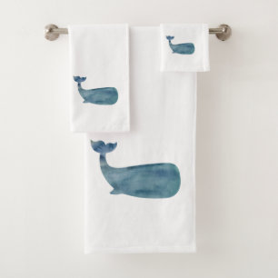 Blauer Whale Badetuch Set