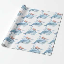 Blauer Whale Birthday Geschenkpapier