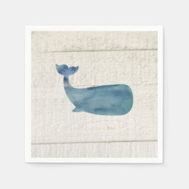 Blauer Whale Wasserfarbe Textur Serviette