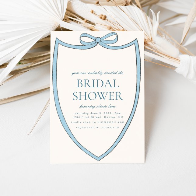 Blauer Whimsical Bow Bridal Dusche Einladung (Von Creator hochgeladen)