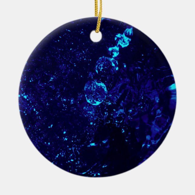 Blauer Whirlpool Bubbles Rund um Weihnachten Keramik Ornament (Vorne)