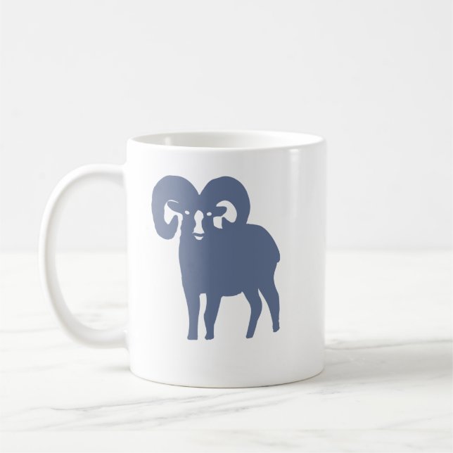 Blauer Widder-Silhouette-Aries-Kaffeebecher Kaffeetasse (Links)