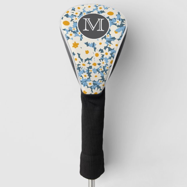 Blauer Wildblumen-Golf-Schutzbezug Golf Headcover (Vorderseite)