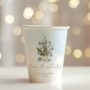 Blauer Winter Baby mit kalter Außendusche Pappbecher