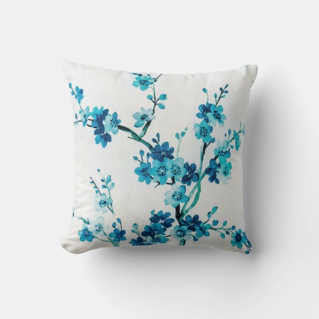 Blauer Winter | Floral Kissen (Vorderseite)