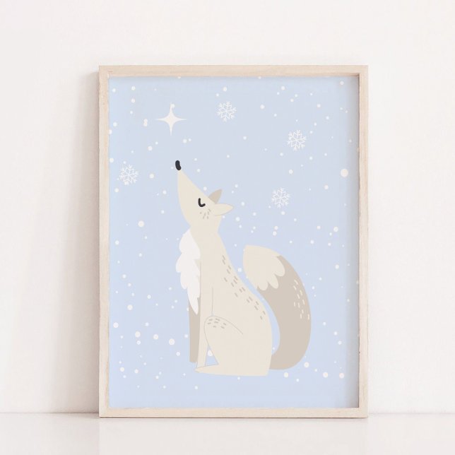 Blauer Winter | Fox Arctic Animal Kinderzimmer Dec Poster (Blue Winter | Fox Arctic Animal Nursery Decor Hanging Tapestry)