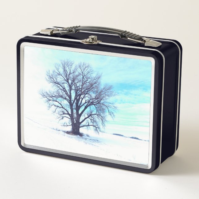 Blauer Winter Metall Brotdose (Vorderseite)