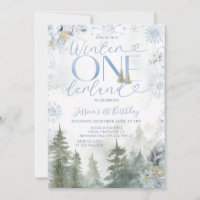 Blauer Winter Onederland Wald Schneefall Geburtsta