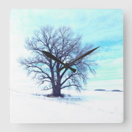 Blauer Winter Quadratische Wanduhr