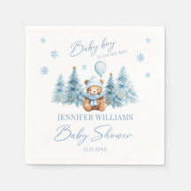 Blauer Winter-Schnee-Teddybär-Baby-Junge-Shower-Pa