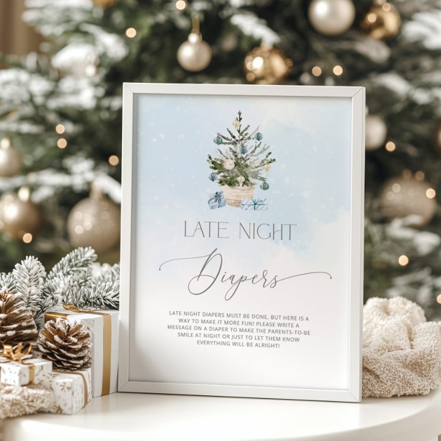 Blauer Winter Weihnachtsbaum Späte Nacht Windeln Poster (Von Creator hochgeladen)