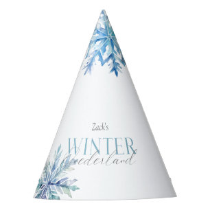 Blauer Winter Wonderland-Schneeblume-Erstgeburtsta Partyhütchen