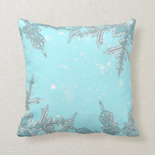 Blauer Winter-Wunderland Elegante Schneeflocken Sc Kissen