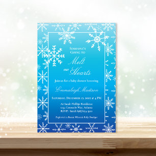 Blauer Winter-Wunderland-Schneeflocken-Baby-Party Einladung