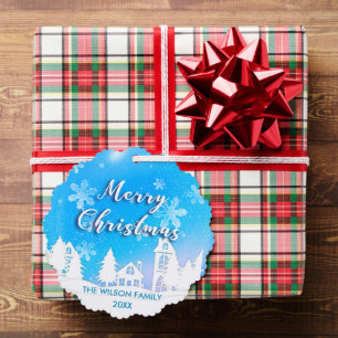 Blauer Winter-Wunderland Weiße Schneelandschaft Ha Ornament Karte