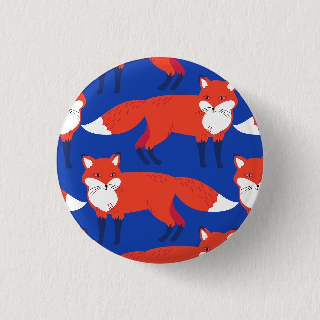 Blauer Winterwald Fuchs  Button (Vorderseite)
