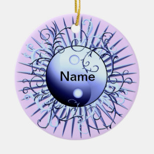 Blauer Wirbel Yin Yang Keramik Ornament