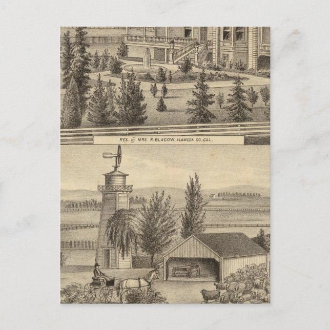 Blauer Wohnsitz, Bauernhof Postkarte (Vorderseite)