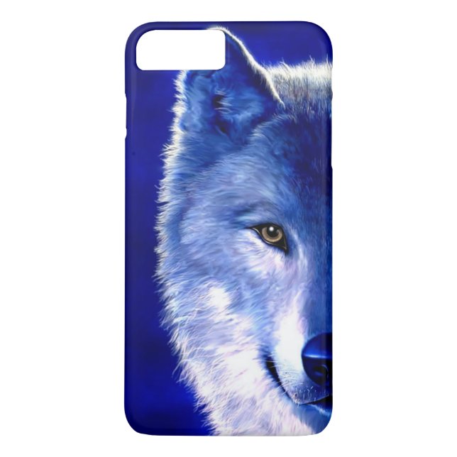 Blauer Wolf an NachtiPhone 7 Plusfall Case-Mate iPhone Hülle (Rückseite)