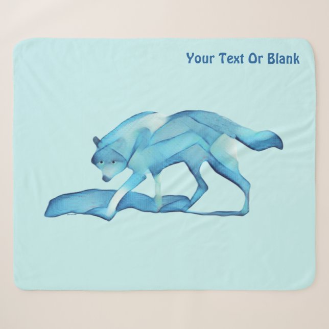 Blauer Wolf auf Schnee Sherpadecke (Vorderseite (Horizontal))