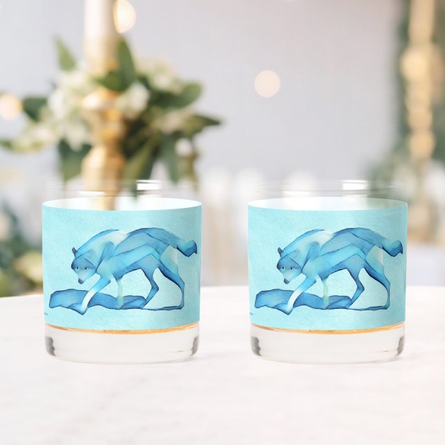 Blauer Wolf auf Schnee Whiskyglas (Insitu (Hochzeit))