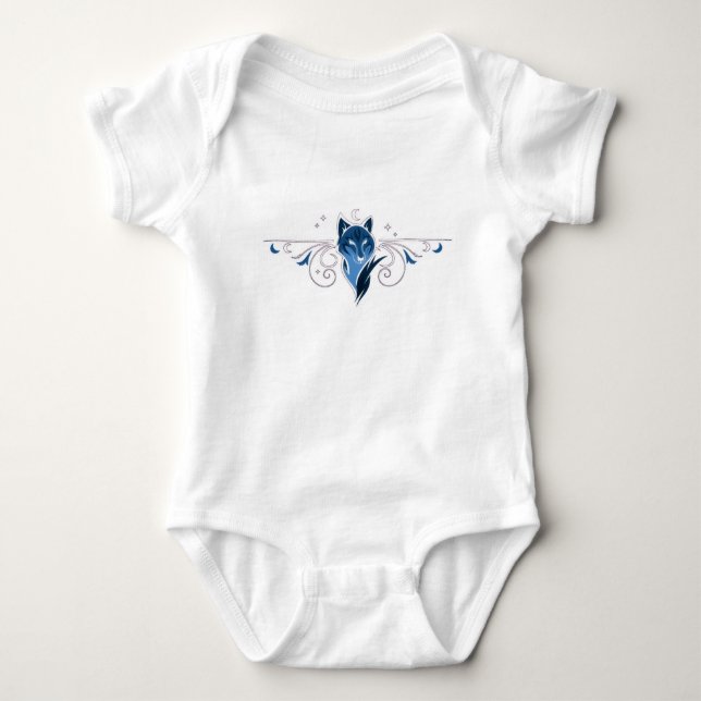 Blauer Wolf Baby Bodysuit Strampler (Vorderseite)