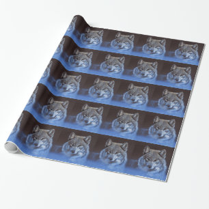 Blauer Wolf Geschenkpapier