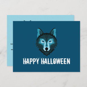 Blauer Wolf, Halloween-Party Einladungspostkarte