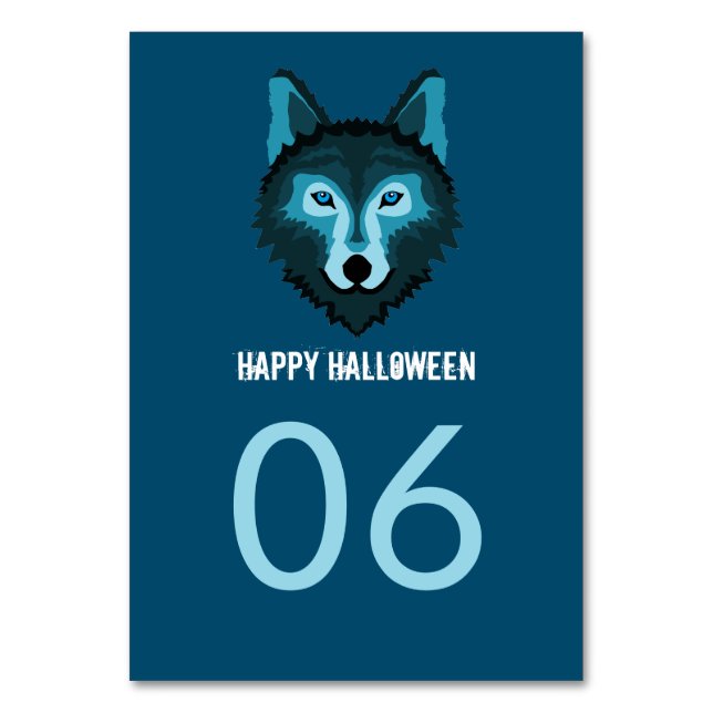 Blauer Wolf, Halloween-Party Tischnummer (Rückseite)