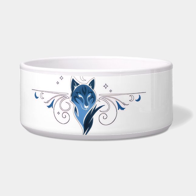 Blauer Wolf-Haustier-Schüssel Napf (Vorderseite)