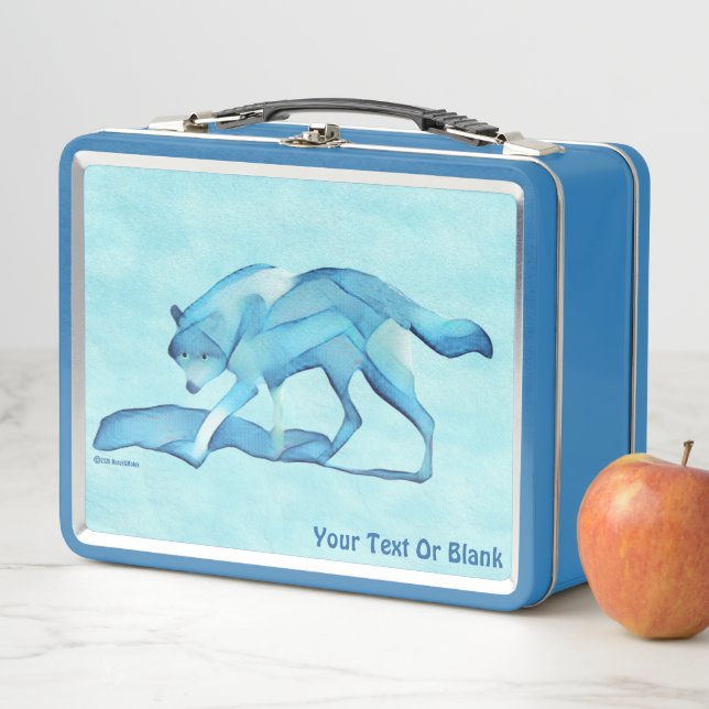 Blauer Wolf im Schnee Metall Brotdose (Beispiel)