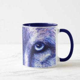 Blauer Wolf mustert Tasse