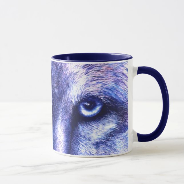 Blauer Wolf mustert Tasse (Rechts)