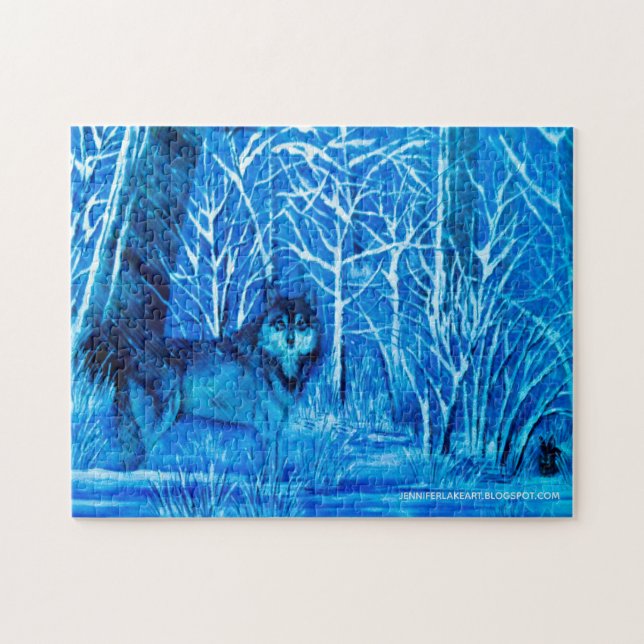 Blauer Wolf Puzzle (Horizontal)