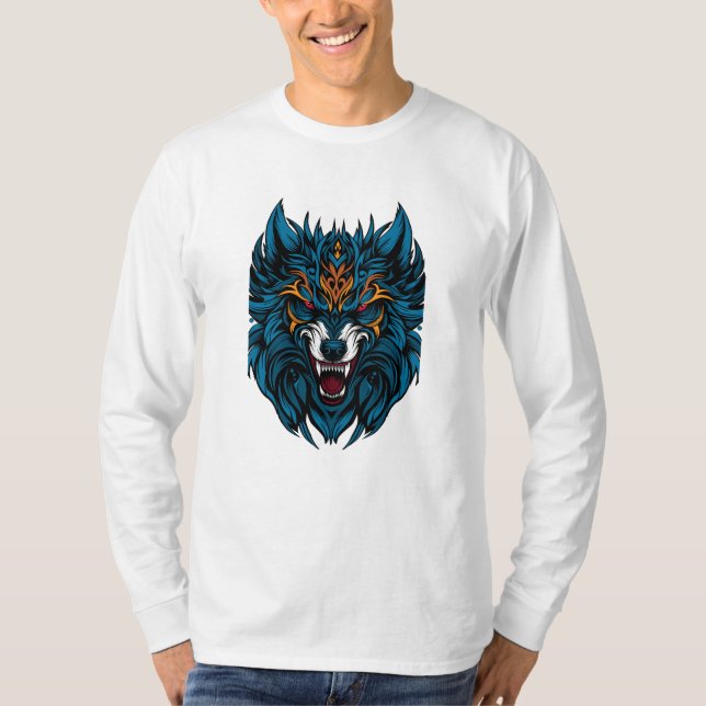 Blauer Wolf T-Shirt (Vorderseite)