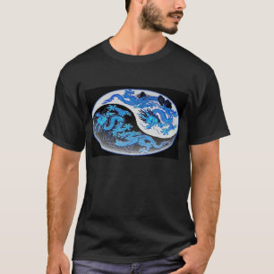 Blauer Yin-Yang Drache-T - Shirt - besonders