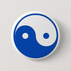 Blauer Yin-Yang Knopf Button