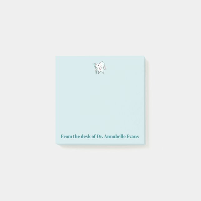 Blauer Zahn und Bürste Post-it Klebezettel (Vorderseite)