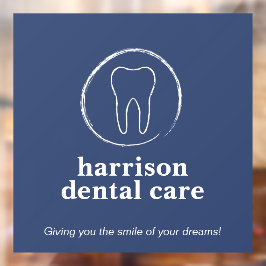 Blauer Zahnarzt für das Logo "Tooth Sketch" Fensteraufkleber