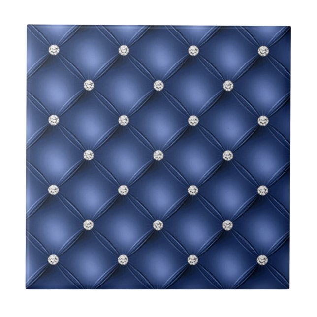 Blauer Zauber Kleiner Quadrat Dekoratives Muster Fliese (Vorderseite)