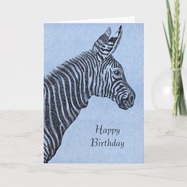 Blauer Zebra Geburtstag Karte (Vorderseite)