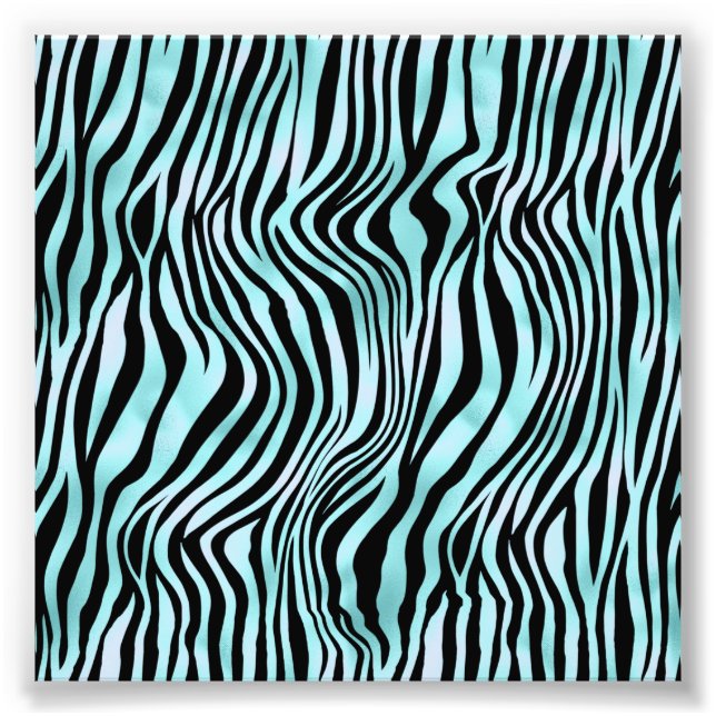 Blauer Zebrahaut Türkis Fotodruck (Vorne)