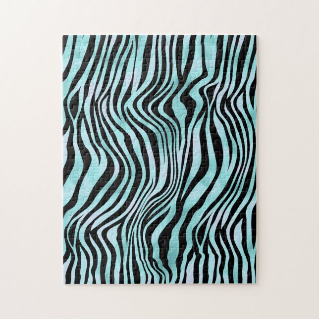 Blauer Zebrahaut Türkis Puzzle (Vertikal)