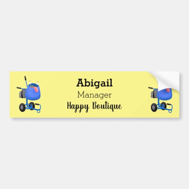 Blauer Zementmischer Cartoon Autoaufkleber (Vorne)