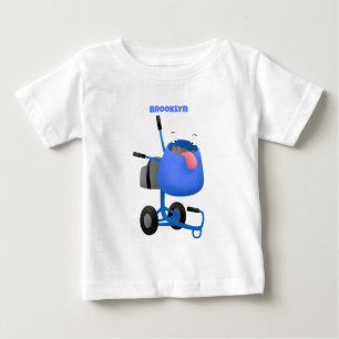 Blauer Zementmischer Cartoon Baby T-shirt