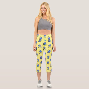 Blauer Zementmischer Cartoon Capri Leggings