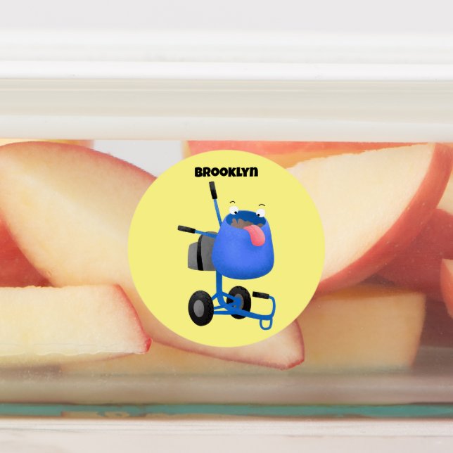 Blauer Zementmischer Cartoon Etiketten (Befestigt)