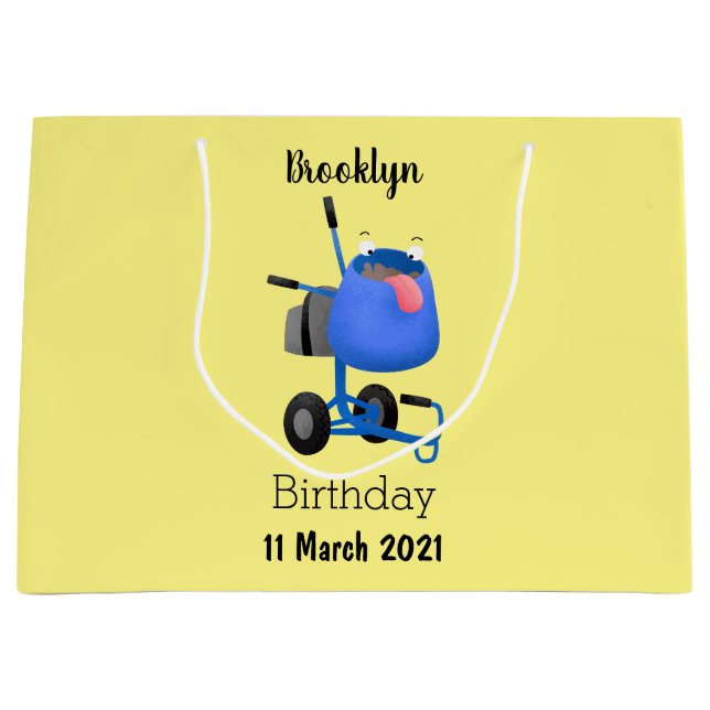 Blauer Zementmischer Cartoon Große Geschenktüte (Vorderseite)
