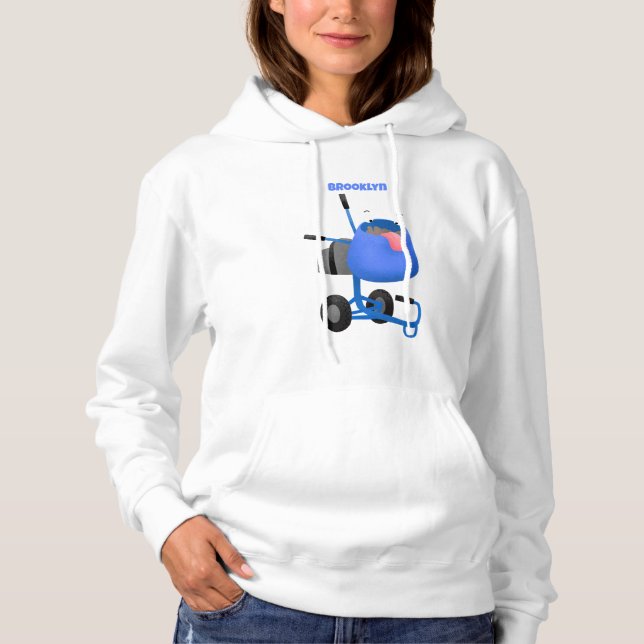 Blauer Zementmischer Cartoon Hoodie (Vorderseite)