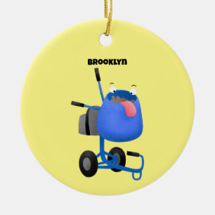 Blauer Zementmischer Cartoon Keramik Ornament